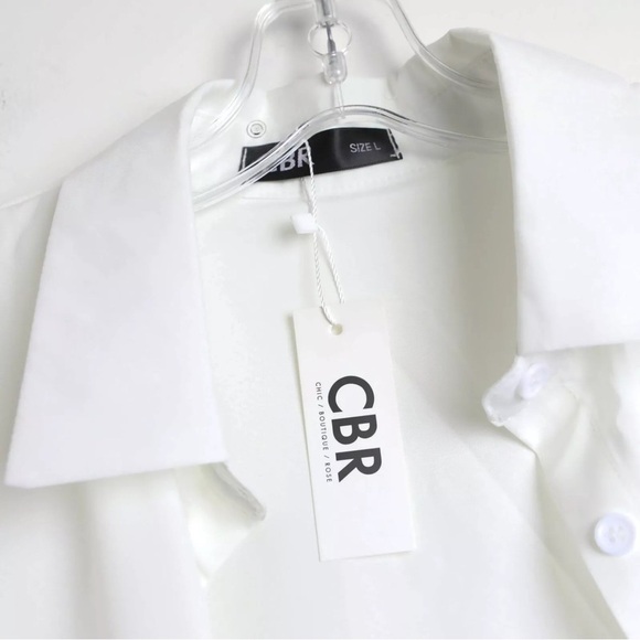 CBR | White Button Down Shirt with Snake Print Accent Leggings | Size L - Picture 5 of 16